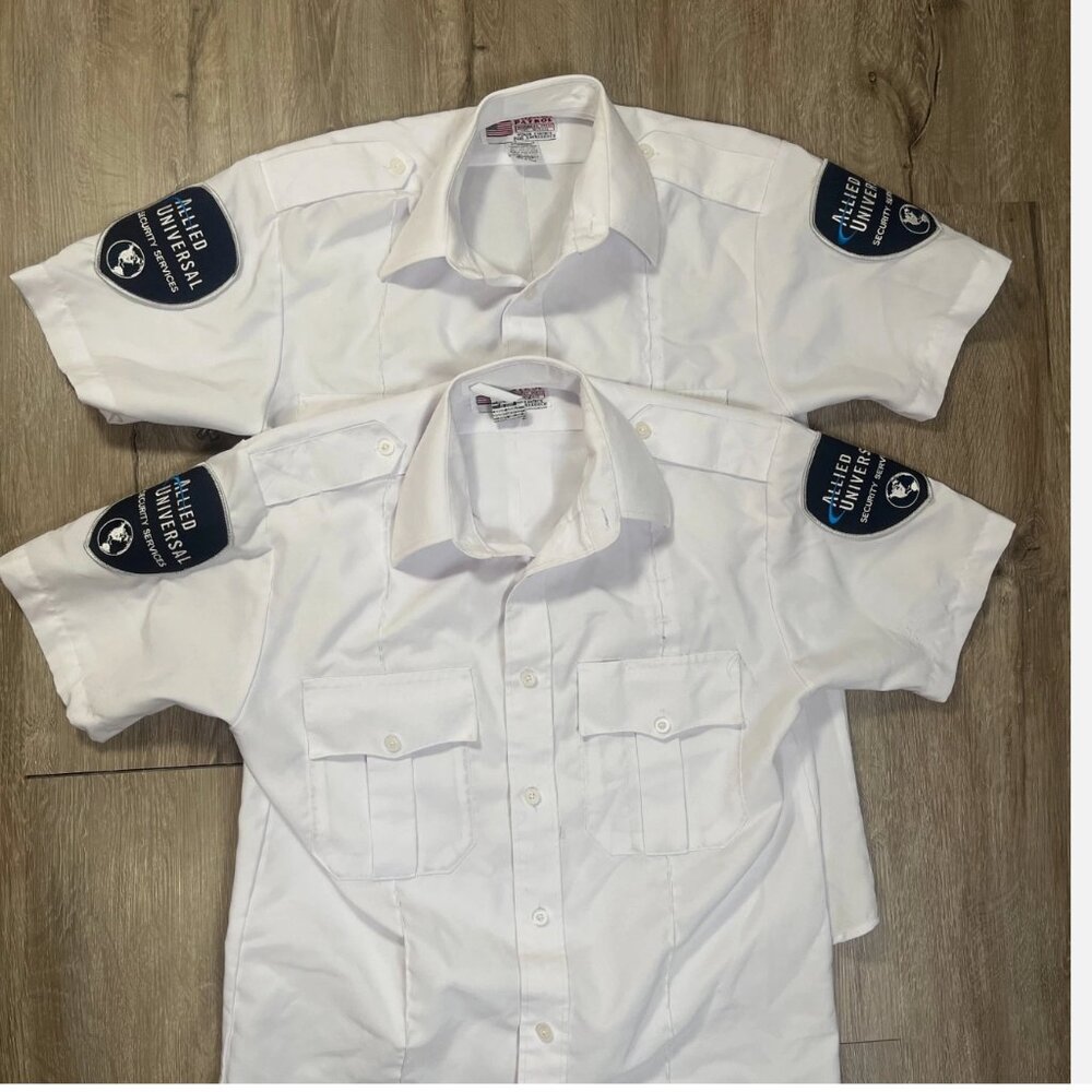 Lot 2 Allied Universal Security Services White Short Sleeve Shirt Uniform 14.5